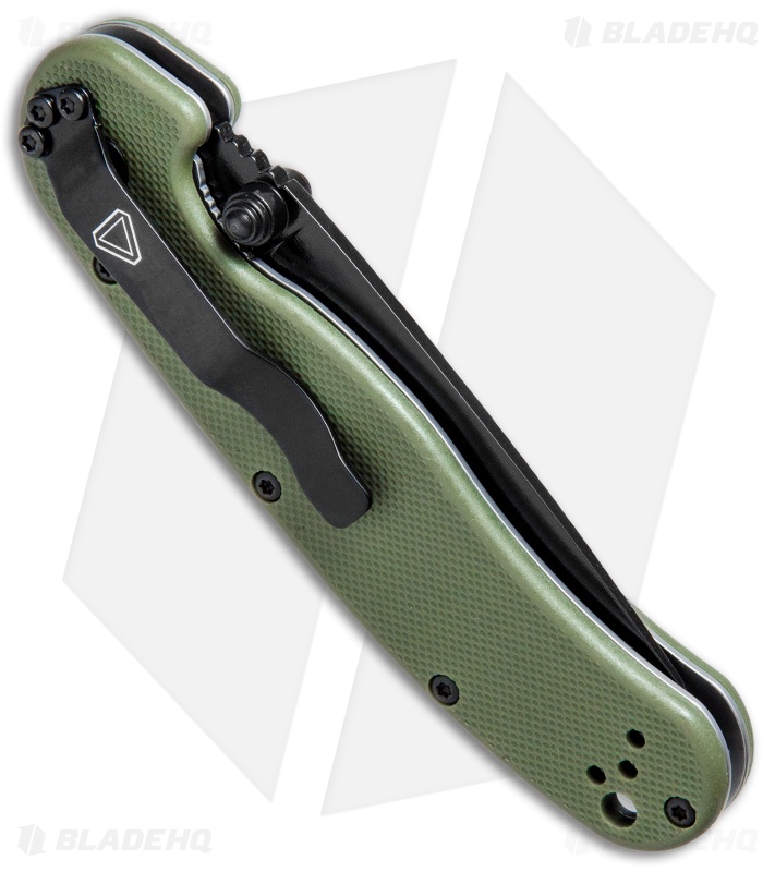 Ontario RAT Model 2 Liner Lock Knife OD Green Nylon (3" Black D2) 8830OD