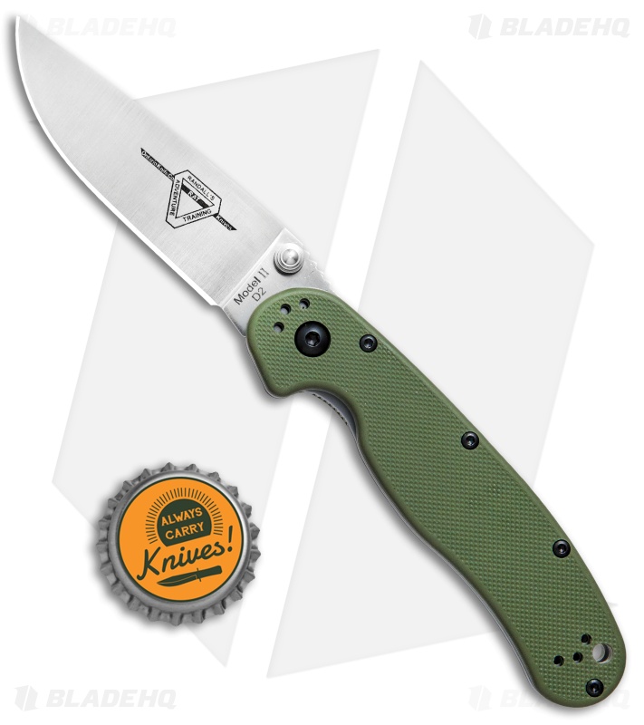 Ontario RAT Model 2 Liner Lock Knife Green G-10 - Blade HQ
