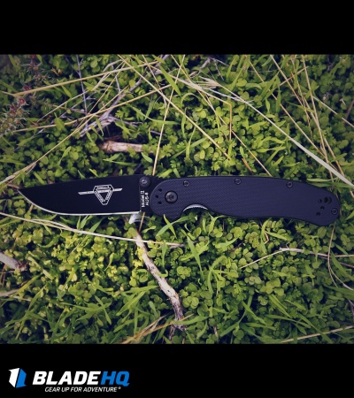 Ontario RAT Model 2 Liner Lock Knife Black Nylon (3" Black AUS-8) 8861BP