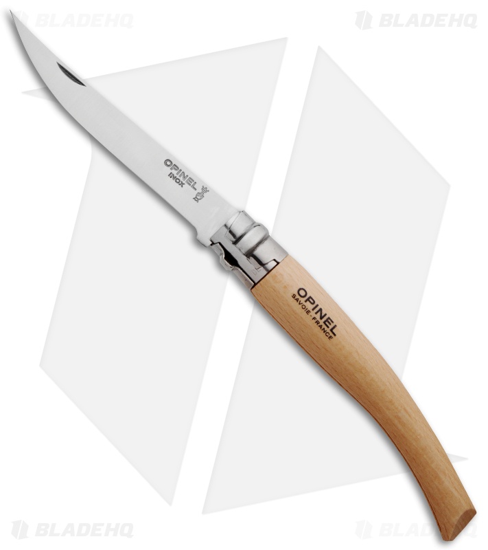 Opinel Knives No 8 Slim Stainless Steel Folding Knife Beechwood (3.12" Satin) #8