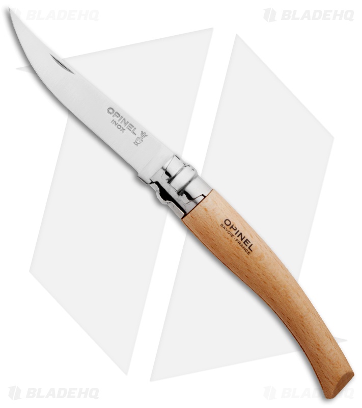 Opinel Knives No 10 Slim Stainless Steel Folding Knife Beechwood (4" Satin) #10