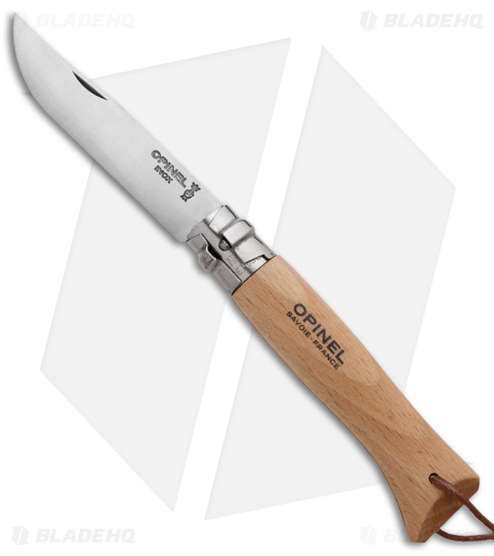 Opinel Knives No. 8 Trekking Stainless Steel Knife Beechwood (3.25" Satin) #8 SS
