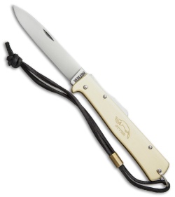 Otter Mercator Lockback Folding Knife Brass w/ Lanyard (3.5" Satin) CS