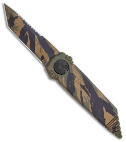 Paragon Dredd Lock Knife Tiger Stripe Green Camo Aluminum (4" Camo Tanto)