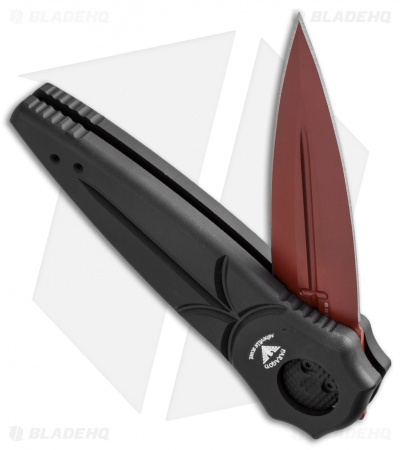 Paragon Warlock Folding Knife Black Aluminum (3.9" Red)