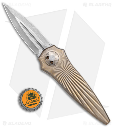 Paragon Warlock Folding Knife Starburst Antique Gold Titanium (3.9" Gray/SW)