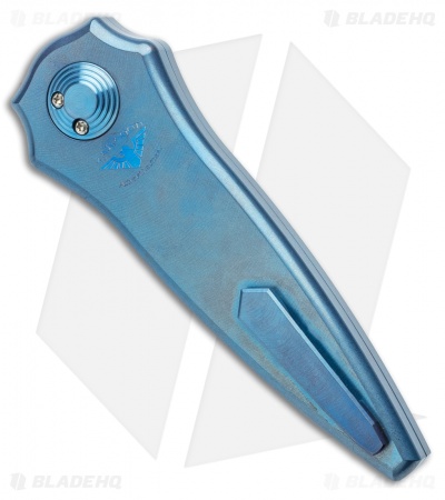 Paragon Warlock Folding Knife Smooth Blue Titanium (3.9" Gray/Satin)