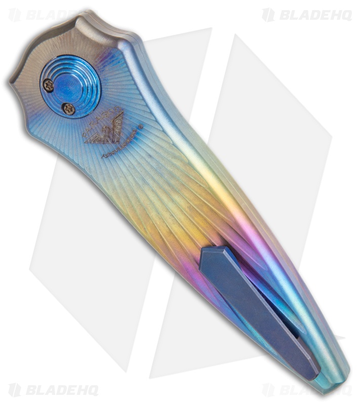 Paragon Warlock Folding Knife Rainbow Titanium Starburst (3.9" Gray/Stonewash)
