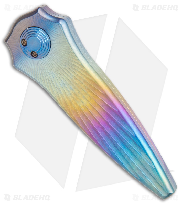 Paragon Warlock Folding Knife Rainbow Titanium Starburst (3.9" Gray/Stonewash)