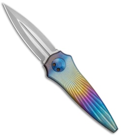 Paragon Warlock Folding Knife Rainbow Titanium Starburst (3.9" Gray/Stonewash)