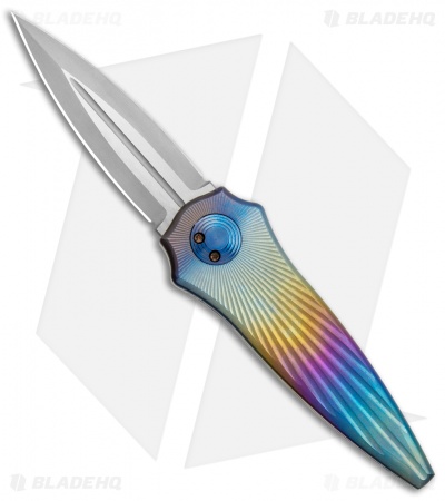 Paragon Warlock Folding Knife Rainbow Titanium Starburst (3.9" Gray/Stonewash)