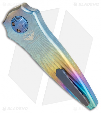 Paragon Warlock Folding Knife Rainbow Titanium Sorcerer (3.9" Gray/Stonewash)