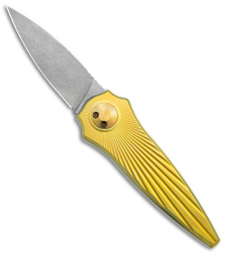 Paragon Warlock Folding Knife Honey Gold Titanium Starburst (3.9"Single Edge)