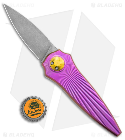 Paragon Warlock Folding Knife Purple Titanium Starburst (3.9" Single Edge)