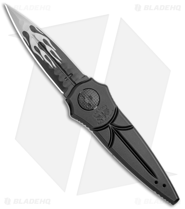 Paragon Warlock Folding Knife Black Aluminum (3.9" Black Flame Sorcerer)