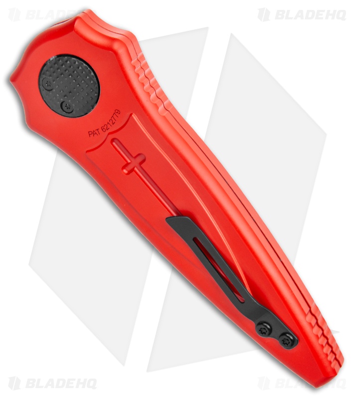 Paragon Warlock Knife Red Aluminum Cross/Shield/Sword (4" Black Flame Sorcerer)