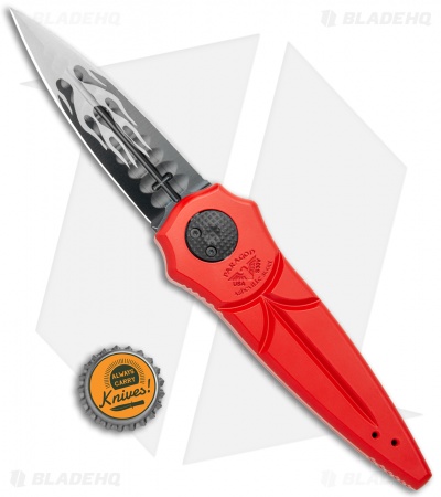 Paragon Warlock Folding Knife Red Aluminum (3.9" Black Flame Sorcerer)