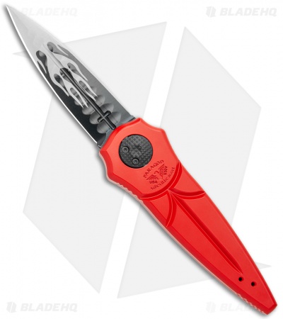 Paragon Warlock Folding Knife Red Aluminum (3.9" Black Flame Sorcerer)