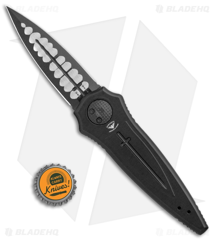 Paragon Warlock Knife Black Aluminum Cross/Shield/Sword (3.9