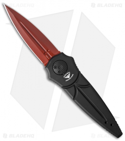 Paragon Warlock Folding Knife Black Aluminum (3.9" Red)