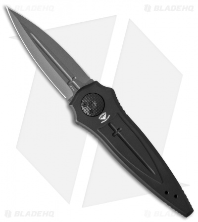 Paragon Warlock Knife Black Aluminum Cross/Shield/Sword (3.9" Bead Blast)