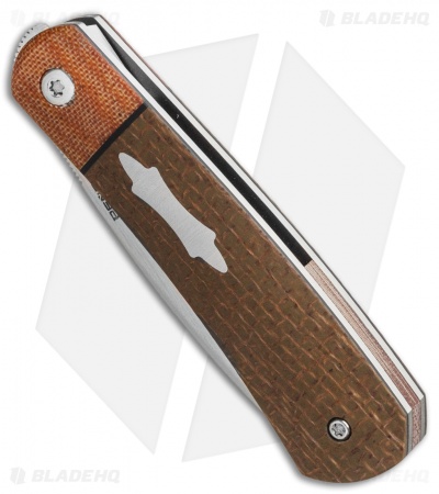 Pena Knives Custom Apache Front Flipper Knife Green Burlap Micarta (2.75" Satin)