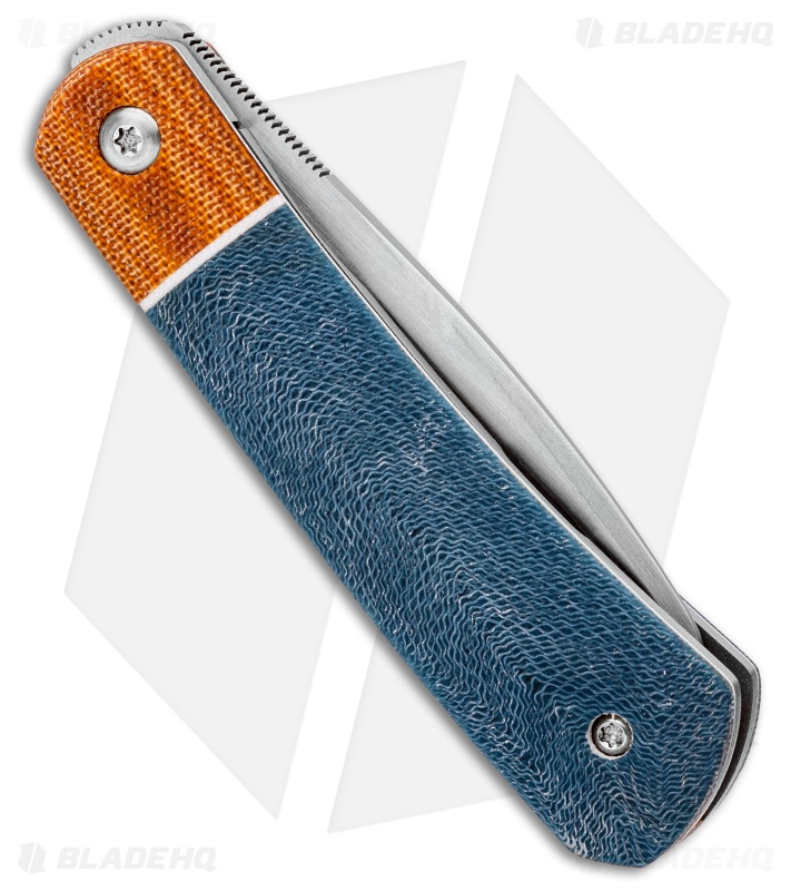 Pena Knives Custom Apache Front Flipper Knife Light Blue Micarta (2.75" Satin)