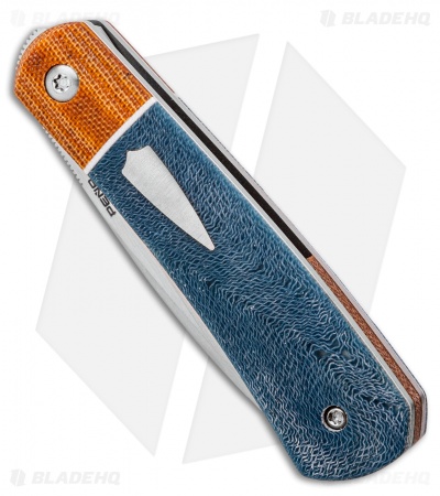 Pena Knives Custom Apache Front Flipper Knife Light Blue Micarta (2.75" Satin)