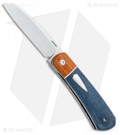 Pena Knives Custom Apache Front Flipper Knife Light Blue Micarta (2.75" Satin)