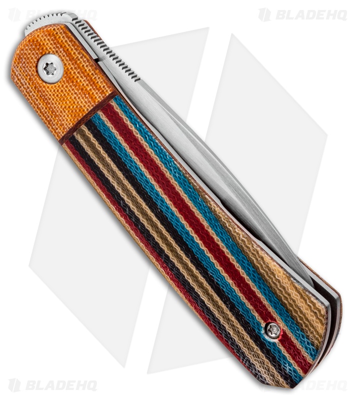 Pena Knives Custom Apache Flipper Knife Mexican Blanket Micarta (2.75" Satin)