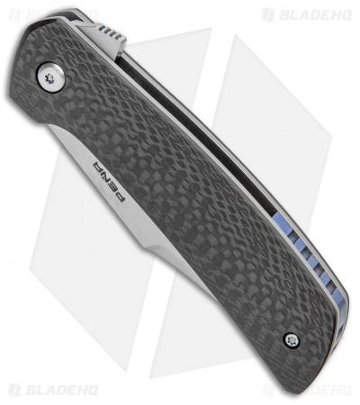 Pena Knives Custom Bowie Flipper Liner Lock Knife Carbon Fiber (3.25" Satin)