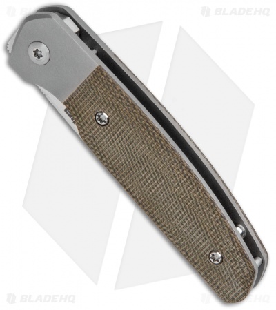Pena Knives Custom Caballero Front Flipper Knife Green Micarta (2.75" Satin)