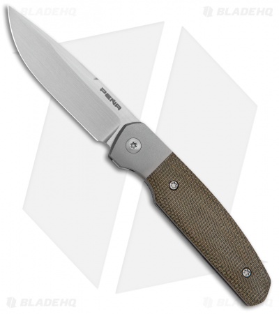 Pena Knives Custom Caballero Front Flipper Knife Green Micarta (2.75" Satin)