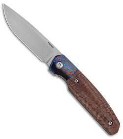 Pena Knives Custom Caballero Liner Lock Knife Natural Micarta Timascus (2.75")