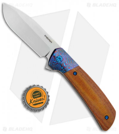 Pena Knives Custom Dress Liner Lock Knife Natural Micarta w/Mokuti (3.25" Satin)