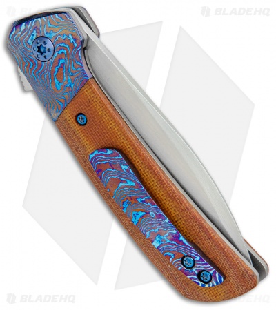 Pena Knives Custom Dress Liner Lock Knife Natural Micarta w/Mokuti (3.25" Satin)