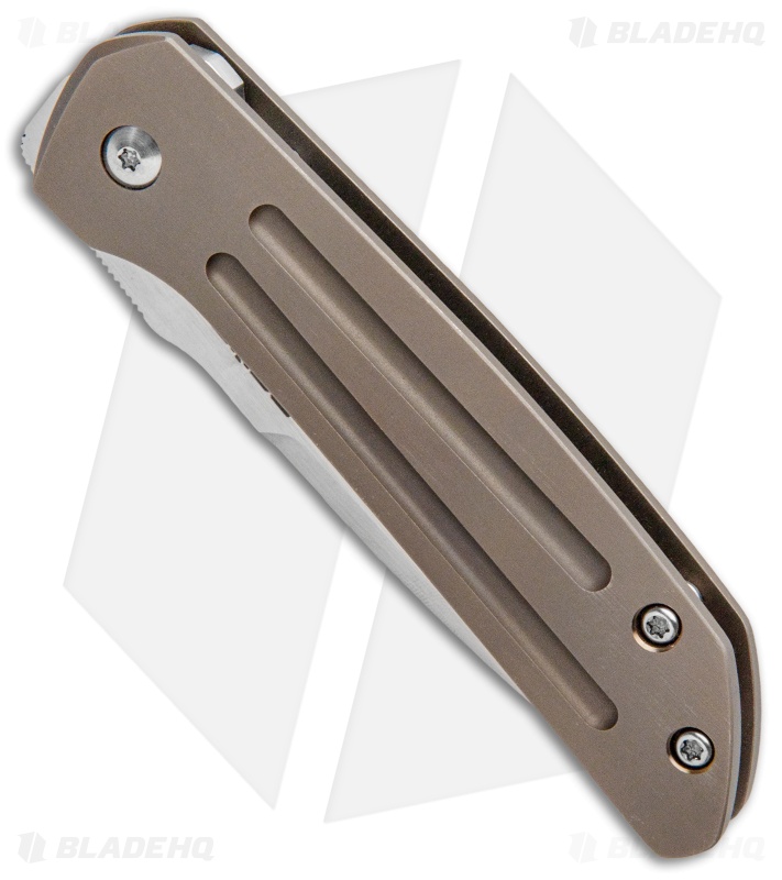 Pena Knives Custom Mula Front Flipper Frame Lock Knife Bronze Ti (3" Satin)