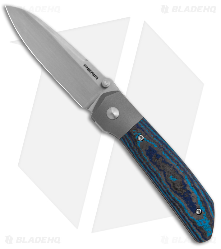 Pena Knives Custom Mula Liner Lock Knife Arctic Storm Fat Carbon/Ti (3.25" Sat)