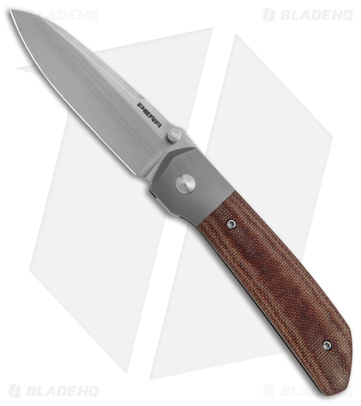 Pena Knives Custom Mula Liner Lock Knife Natural Micarta/Ti (3.25" Satin)