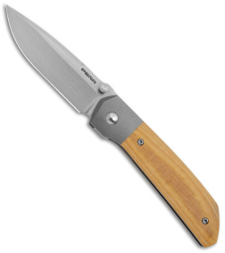 Pena Knives Custom Mula Liner Lock Knife Natural Micarta/Blue Ti (3.25" Satin)