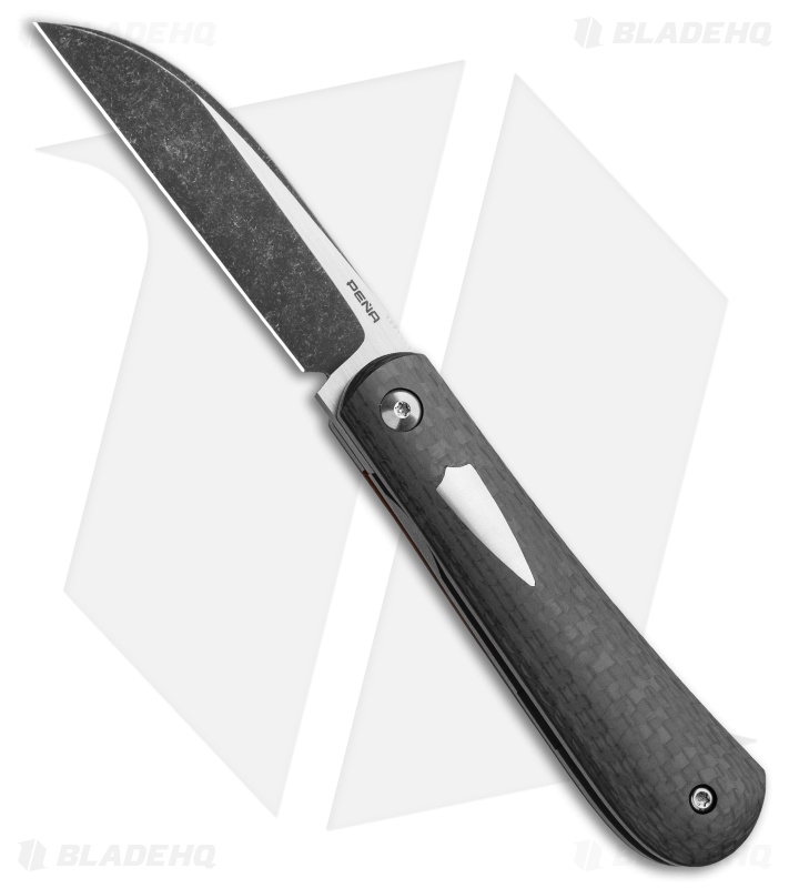Pena Knives Custom Swayback Front Flipper Knife Carbon Fiber (2.8" Two-Tone)