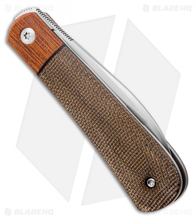 Pena Knives Custom Swayback Front Flipper Knife Green Micarta (3" Satin)