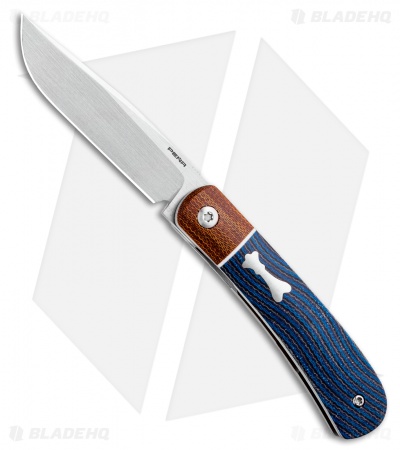 Pena Knives Custom Trapper Front Flipper Knife Blue Blanket Micarta (2.8" Satin)
