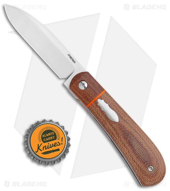 Pena Knives Custom Zulu Front Flipper Liner Lock Knife Micarta