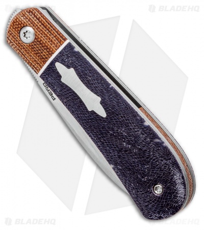 Pena Knives Custom Zulu Front Flipper Knife Dark Blue Micarta (2.75" Satin)