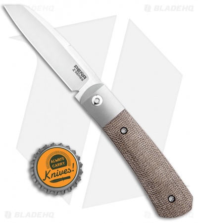 Pena Knives X-Series Apache Kickstop Flipper Knife Green Micarta (2.75" Satin)