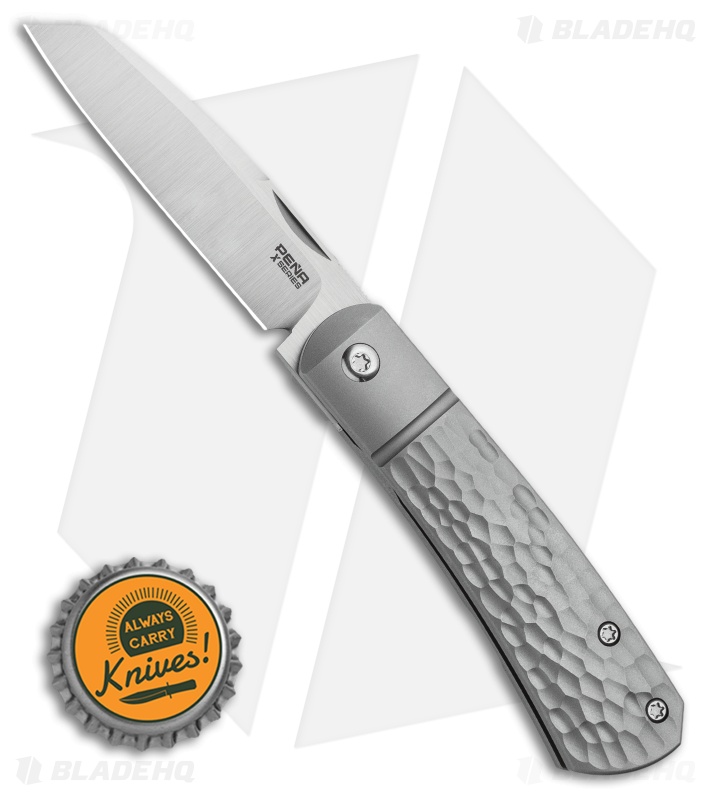 Pena Knives X-Series Apache Front Flipper Knife Jigged Titanium (2.75" Satin)