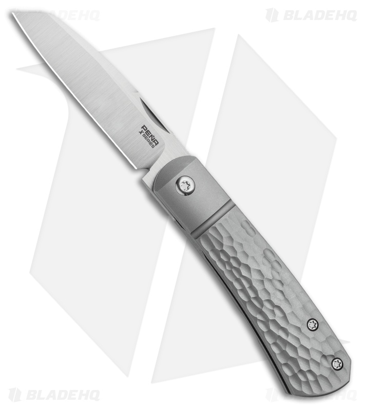 Pena Knives X-Series Apache Front Flipper Knife Jigged Titanium (2.75" Satin)