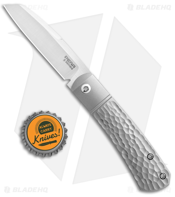 Pena Knives X-Series Apache Kickstop Flipper Knife Jigged Titanium (2.75" Satin)