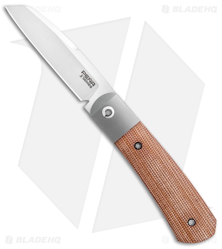 Pena Knives X-Series Apache Kickstop Flipper Knife Nat. Micarta (2.75" Satin) 